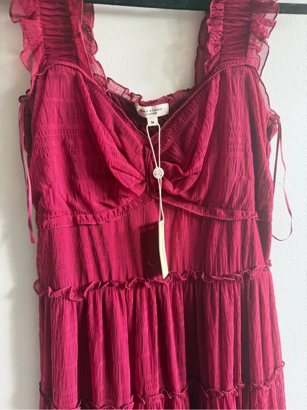 Max Studio Burgundy Ruffled Tiered Maxi Dress - Picture 2 of 3